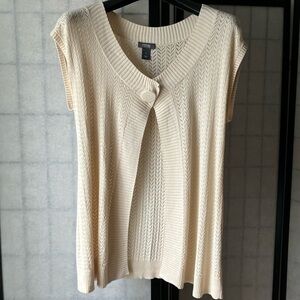 Kenneth Cole Reaction Cream Silk Blend Cardigan Chevron Pattern Sleeveless